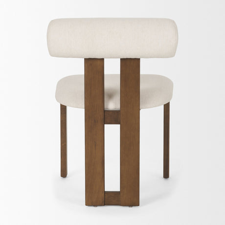 Tribeca Curve Open Back Cream and Dark Brown Tripod Frame Dining Chair by Mercana at Eve Furniture