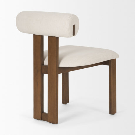 Tribeca Curve Open Back Cream and Dark Brown Tripod Frame Dining Chair by Mercana at Eve Furniture