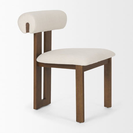 Tribeca Curve Open Back Cream and Dark Brown Tripod Frame Dining Chair by Mercana at Eve Furniture