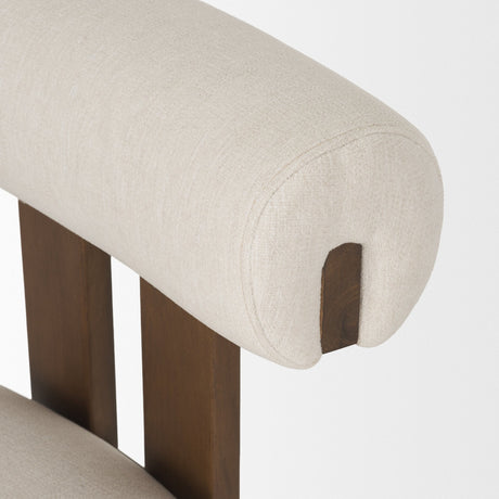 Tribeca Curve Open Back Cream and Dark Brown Tripod Frame Dining Chair by Mercana at Eve Furniture