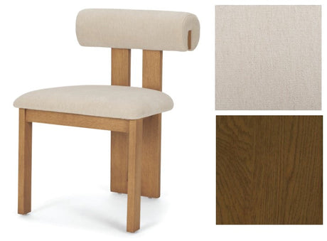 Tribeca Curve Open Back Cream and Dark Brown Tripod Frame Dining Chair by Mercana at Eve Furniture