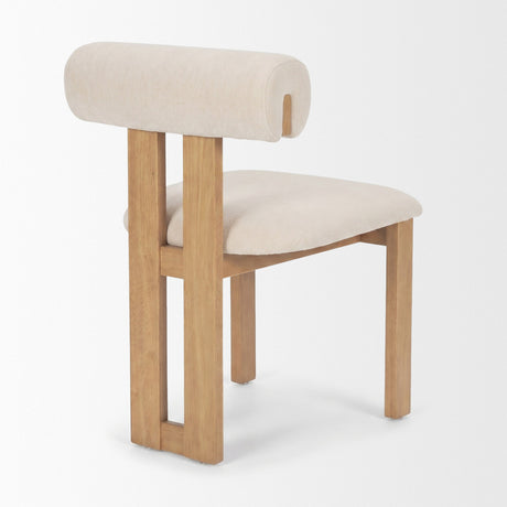 Tribeca Curve Open Back Cream Chenille Tripod Frame Dining Chair, Set of 2 by Mercana at Eve Furniture