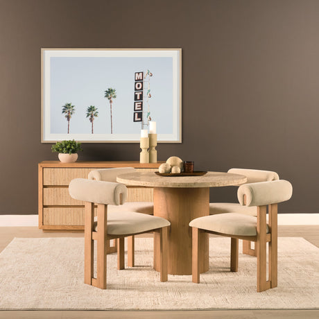 Tribeca Curve Open Back Cream Chenille Tripod Frame Dining Chair, Set of 2 by Mercana at Eve Furniture
