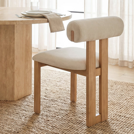 Tribeca Curve Open Back Cream Chenille Tripod Frame Dining Chair, Set of 2 by Mercana at Eve Furniture