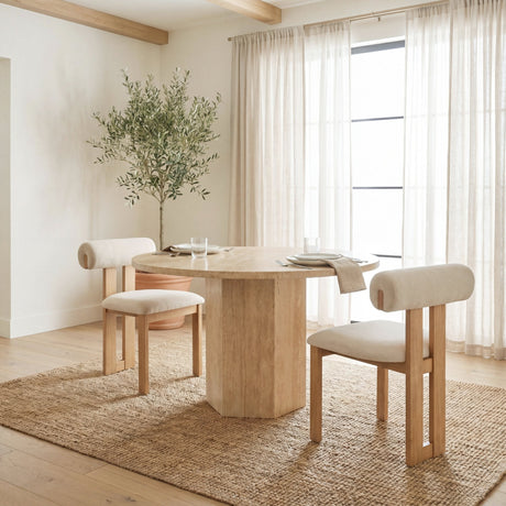 Tribeca Curve Open Back Cream Chenille Tripod Frame Dining Chair, Set of 2 by Mercana at Eve Furniture