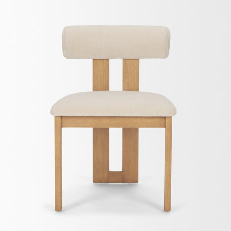 Tribeca Curve Open Back Cream Chenille Tripod Frame Dining Chair, Set of 2 by Mercana at Eve Furniture