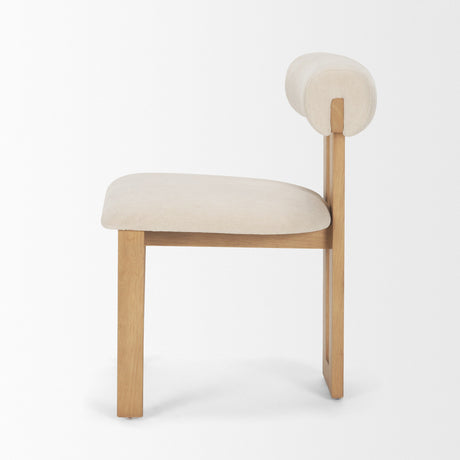 Tribeca Curve Open Back Cream Chenille Tripod Frame Dining Chair, Set of 2 by Mercana at Eve Furniture