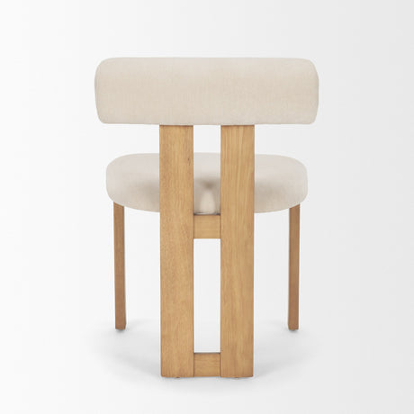 Tribeca Curve Open Back Cream Chenille Tripod Frame Dining Chair, Set of 2 by Mercana at Eve Furniture
