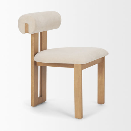 Tribeca Curve Open Back Cream Chenille Tripod Frame Dining Chair, Set of 2 by Mercana at Eve Furniture