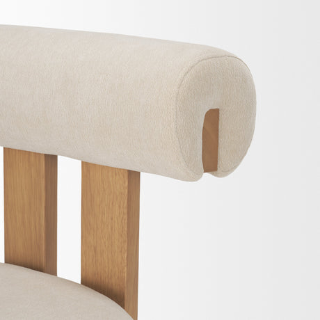 Tribeca Curve Open Back Cream Chenille Tripod Frame Dining Chair, Set of 2 by Mercana at Eve Furniture