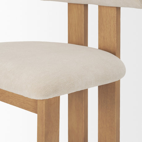 Tribeca Curve Open Back Cream Chenille Tripod Frame Dining Chair, Set of 2 by Mercana at Eve Furniture