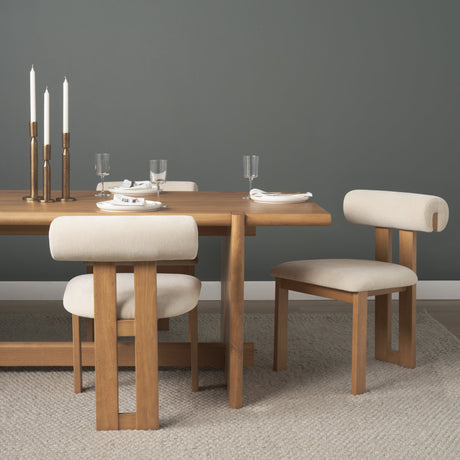 Tribeca Curve Open Back Cream Chenille Tripod Frame Dining Chair, Set of 2 by Mercana at Eve Furniture