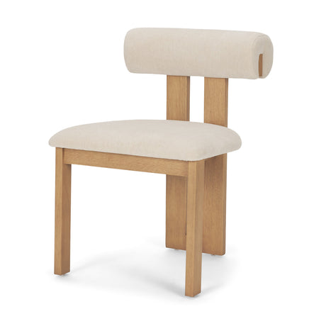 Tribeca Curve Open Back Cream Chenille Tripod Frame Dining Chair, Set of 2 by Mercana at Eve Furniture