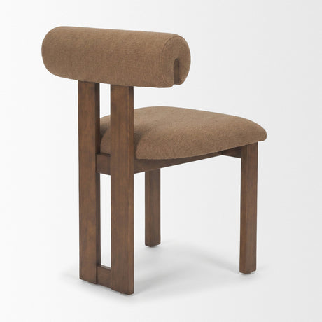 Tribeca Curve Open Back Mocha Fabric Tripod Frame Dining Chair, Set of 2 by Mercana at Eve Furniture