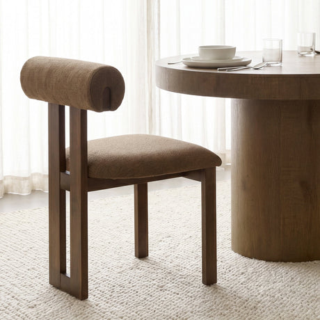 Tribeca Curve Open Back Mocha Fabric Tripod Frame Dining Chair, Set of 2 by Mercana at Eve Furniture