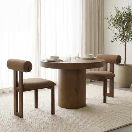Tribeca Curve Open Back Mocha Fabric Tripod Frame Dining Chair, Set of 2 by Mercana at Eve Furniture