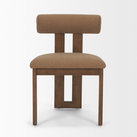 Tribeca Curve Open Back Mocha Fabric Tripod Frame Dining Chair, Set of 2 by Mercana at Eve Furniture