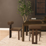 Tribeca Curve Open Back Mocha Fabric Tripod Frame Dining Chair, Set of 2 by Mercana at Eve Furniture