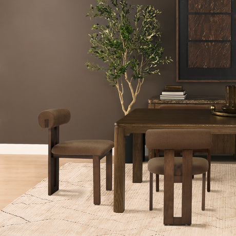 Tribeca Curve Open Back Mocha Fabric Tripod Frame Dining Chair, Set of 2 by Mercana at Eve Furniture
