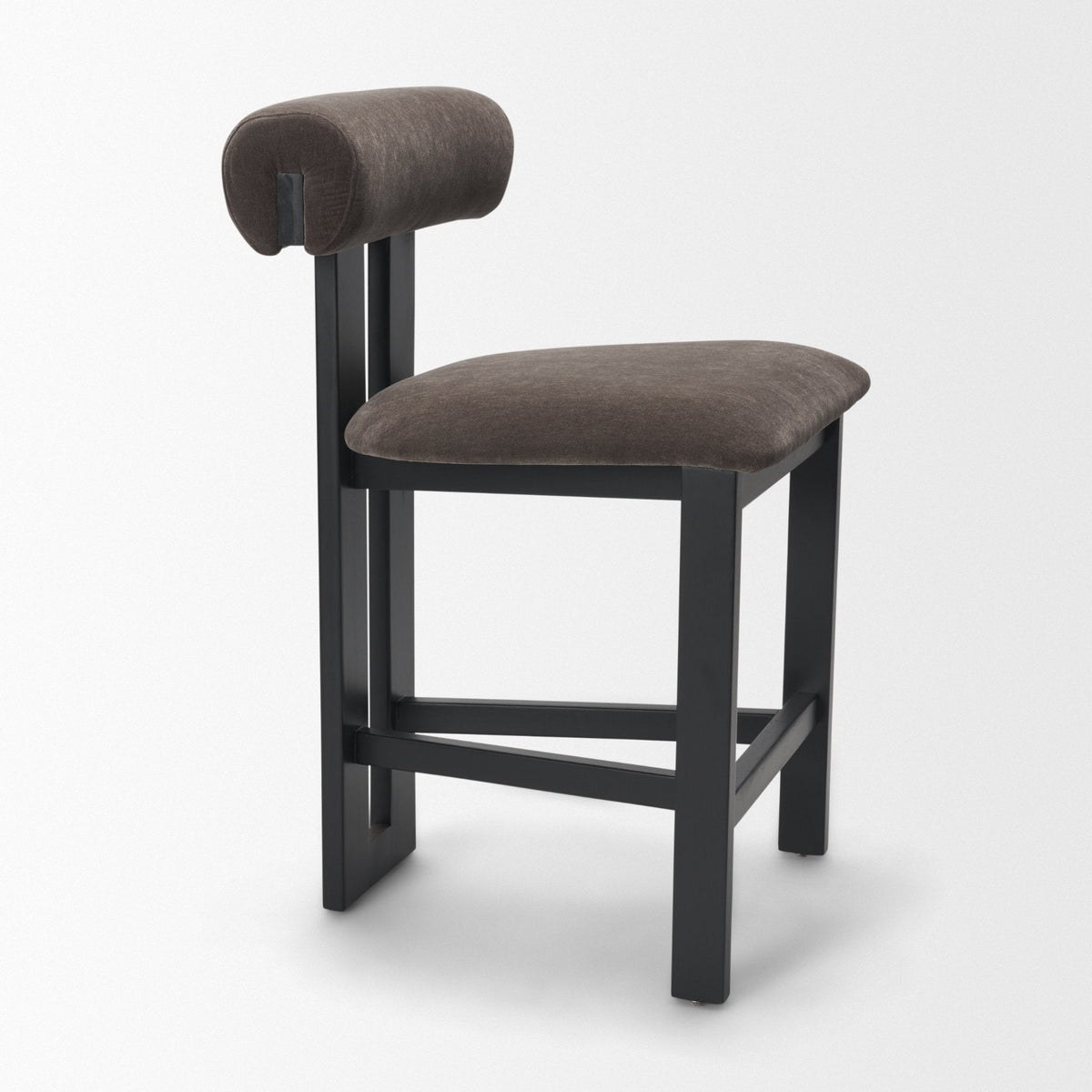 Tribeca Open Back 36.5in Seat Counter Stool | Charcoal Fabric w/ Wood by Mercana at Eve Furniture