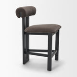 Tribeca Open Back 36.5in Seat Counter Stool | Charcoal Fabric w/ Wood by Mercana at Eve Furniture