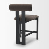 Tribeca Open Back 36.5in Seat Counter Stool | Charcoal Fabric w/ Wood by Mercana at Eve Furniture