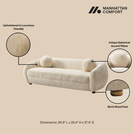 Tribeca Sofa and Accent Chair in Cream (set of 2) by Manhattan Comfort at Eve Furniture