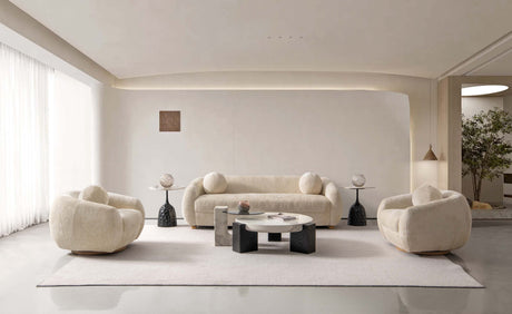 Tribeca Sofa and Accent Chairs in Cream (set of 3) by Manhattan Comfort at Eve Furniture
