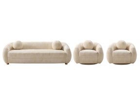 Tribeca Sofa and Accent Chairs in Cream (set of 3) by Manhattan Comfort at Eve Furniture