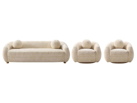 Tribeca Sofa and Accent Chairs in Cream (set of 3) by Manhattan Comfort at Eve Furniture