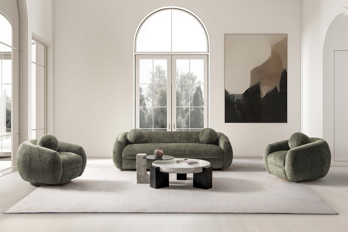 Tribeca Sofa and Accent Chairs in Olive Green (set of 3) by Manhattan Comfort at Eve Furniture