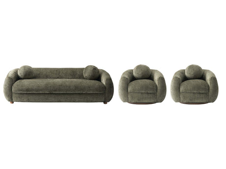 Tribeca Sofa and Accent Chairs in Olive Green (set of 3) by Manhattan Comfort at Eve Furniture