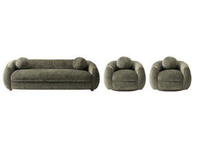Tribeca Sofa and Accent Chairs in Olive Green (set of 3) by Manhattan Comfort at Eve Furniture