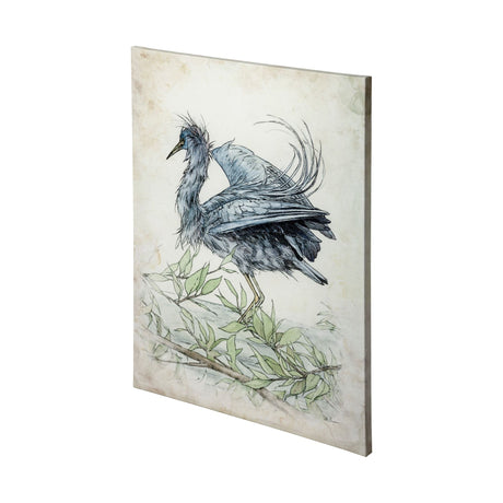 Tricolored Heron by Mercana Studio a Hand Embellished Textured Canvas by Mercana at Eve Furniture