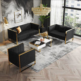 Trillium 3 Piece - Sofa, Loveseat and Armchair Set in Black and Gold by Manhattan Comfort at Eve Furniture