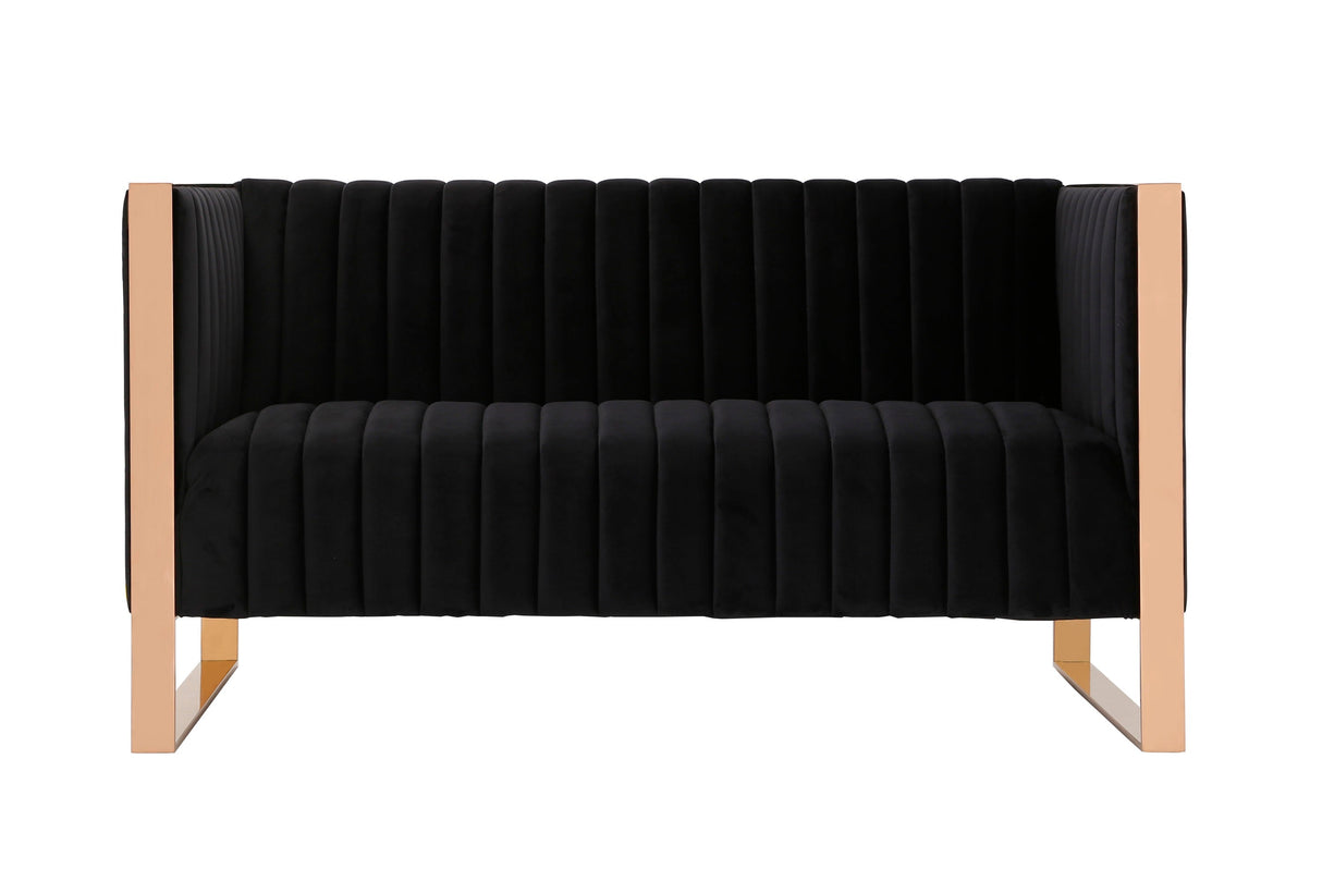 Trillium 3 Piece - Sofa, Loveseat and Armchair Set in Black and Gold by Manhattan Comfort at Eve Furniture