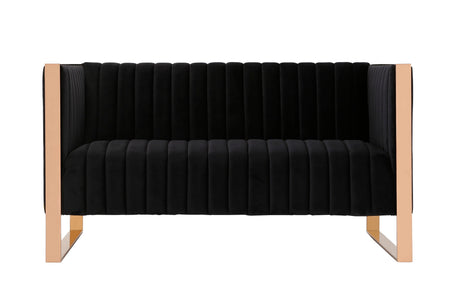 Trillium 3 Piece - Sofa, Loveseat and Armchair Set in Black and Gold by Manhattan Comfort at Eve Furniture