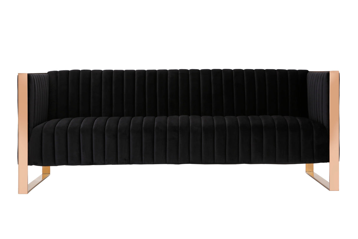 Trillium 3 Piece - Sofa, Loveseat and Armchair Set in Black and Gold by Manhattan Comfort at Eve Furniture