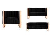 Trillium 3 Piece - Sofa, Loveseat and Armchair Set in Black and Gold by Manhattan Comfort at Eve Furniture