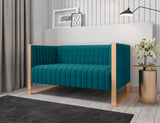 Trillium Loveseat in Aqua Blue and Gold by Manhattan Comfort at Eve Furniture
