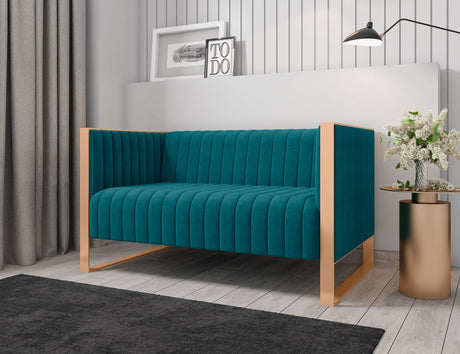 Trillium Loveseat in Aqua Blue and Gold by Manhattan Comfort at Eve Furniture