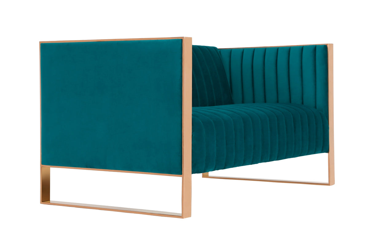 Trillium Loveseat in Aqua Blue and Gold by Manhattan Comfort at Eve Furniture
