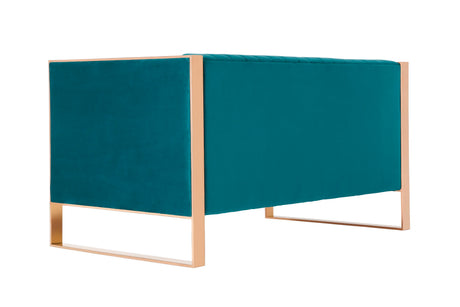 Trillium Loveseat in Aqua Blue and Gold by Manhattan Comfort at Eve Furniture