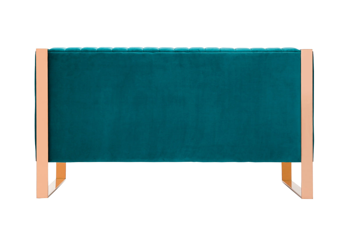 Trillium Loveseat in Aqua Blue and Gold by Manhattan Comfort at Eve Furniture