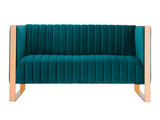 Trillium Loveseat in Aqua Blue and Gold by Manhattan Comfort at Eve Furniture