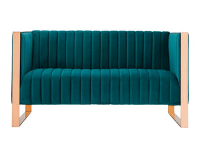 Trillium Loveseat in Aqua Blue and Gold by Manhattan Comfort at Eve Furniture