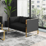 Trillium Loveseat in Black and Gold by Manhattan Comfort at Eve Furniture