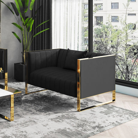 Trillium Loveseat in Black and Gold by Manhattan Comfort at Eve Furniture