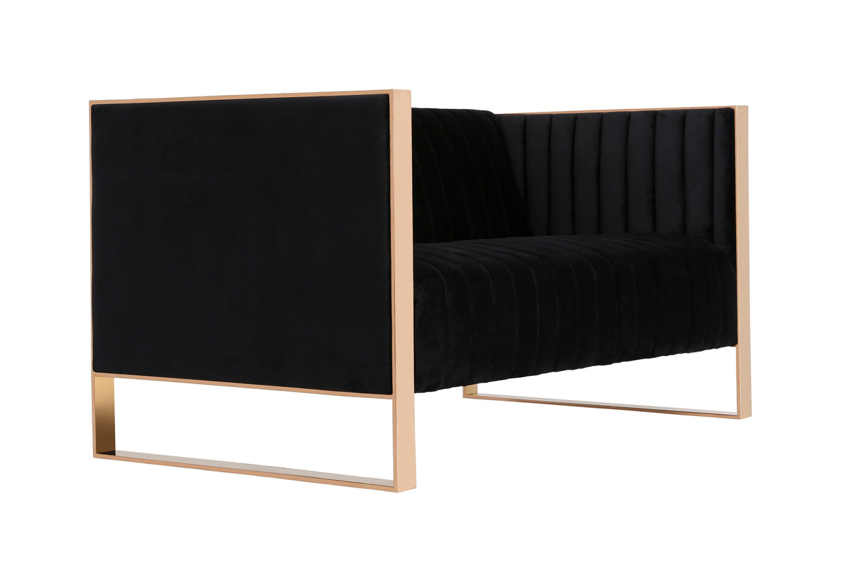 Trillium Loveseat in Black and Gold by Manhattan Comfort at Eve Furniture
