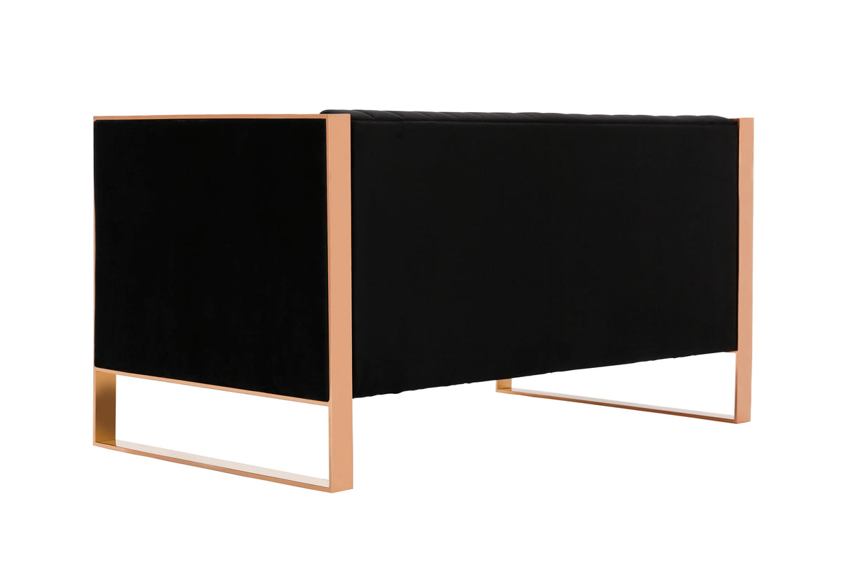 Trillium Loveseat in Black and Gold by Manhattan Comfort at Eve Furniture